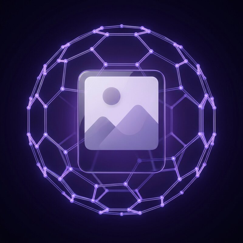 A photo sealed inside a glowing privacy cage — your images stay on your device.